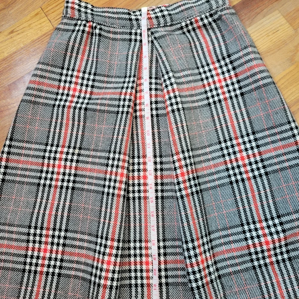 Vintage Red And Black Wool Plaid Women's A Line Skirt - Picture 11 of 12